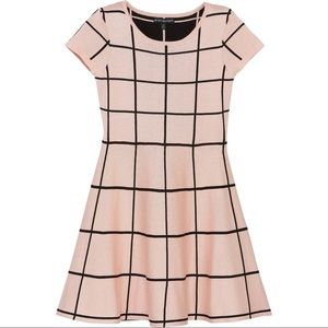 My Michelle | Pink & Black Plaid Sweater Dress